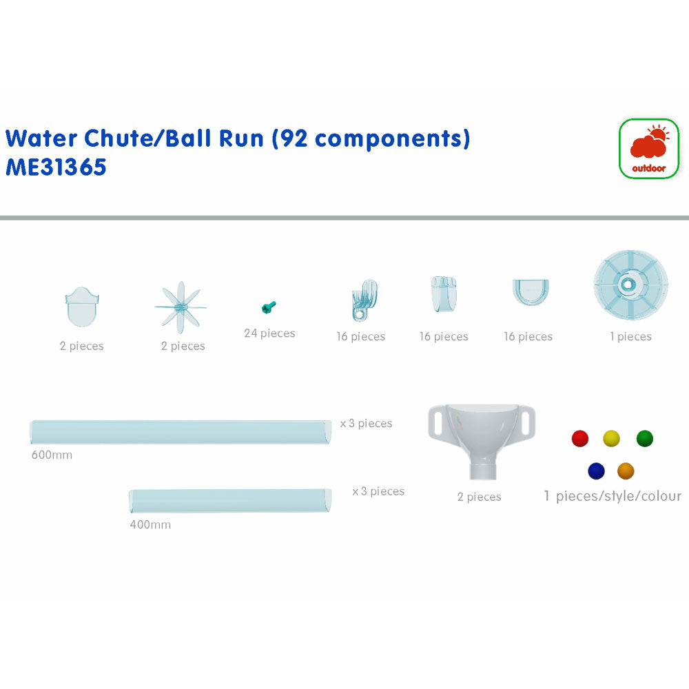 Water Chute & Ball Run 92 Pieces